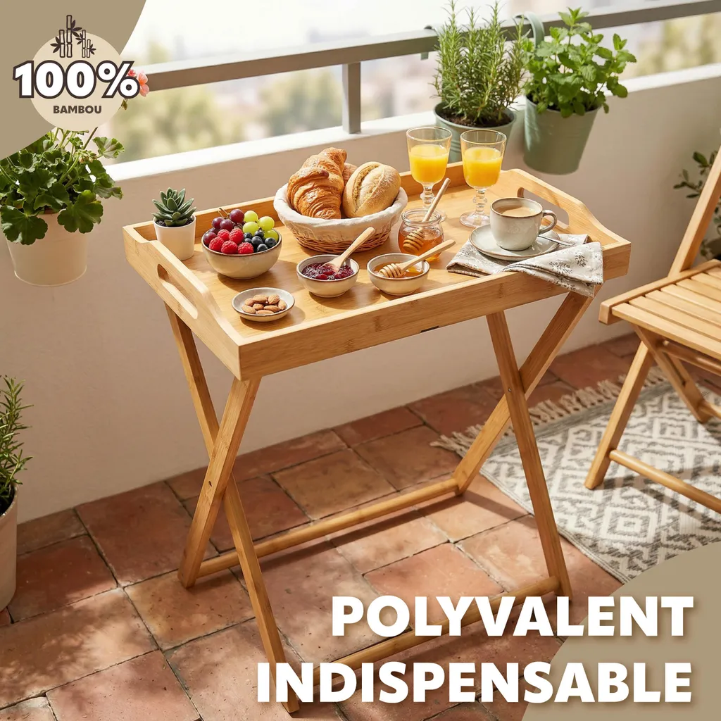 Table d'appoint pliante pour ordinateur ou petit-déjeuner en terrasse