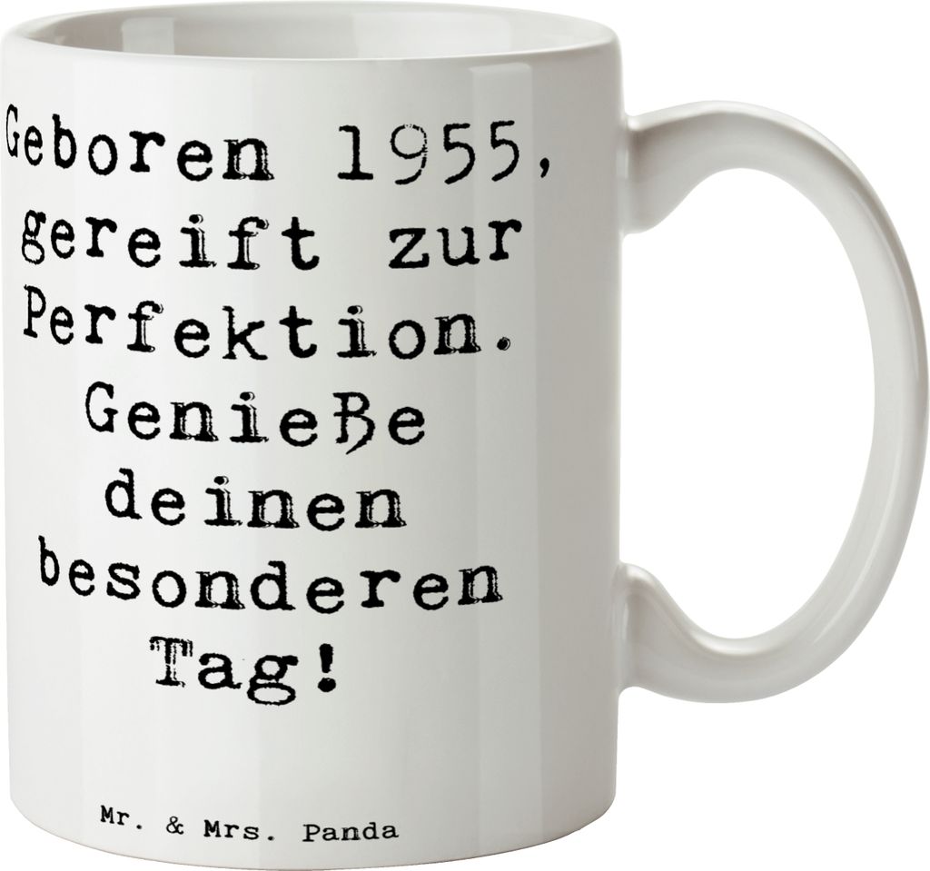 Mr. & Mrs. Panda Tasse Spruch 1955 Geburtstag - Weiß - Geschenk, kaffeetasse bedruckt, Alles gut zum, gereift zur Perfektion, Jahrgang, Happy Birt...