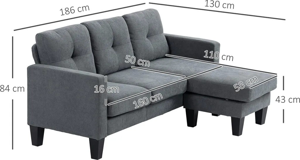 Canapé d'angle gris 3 places modulable pour optimiser l'espace salon