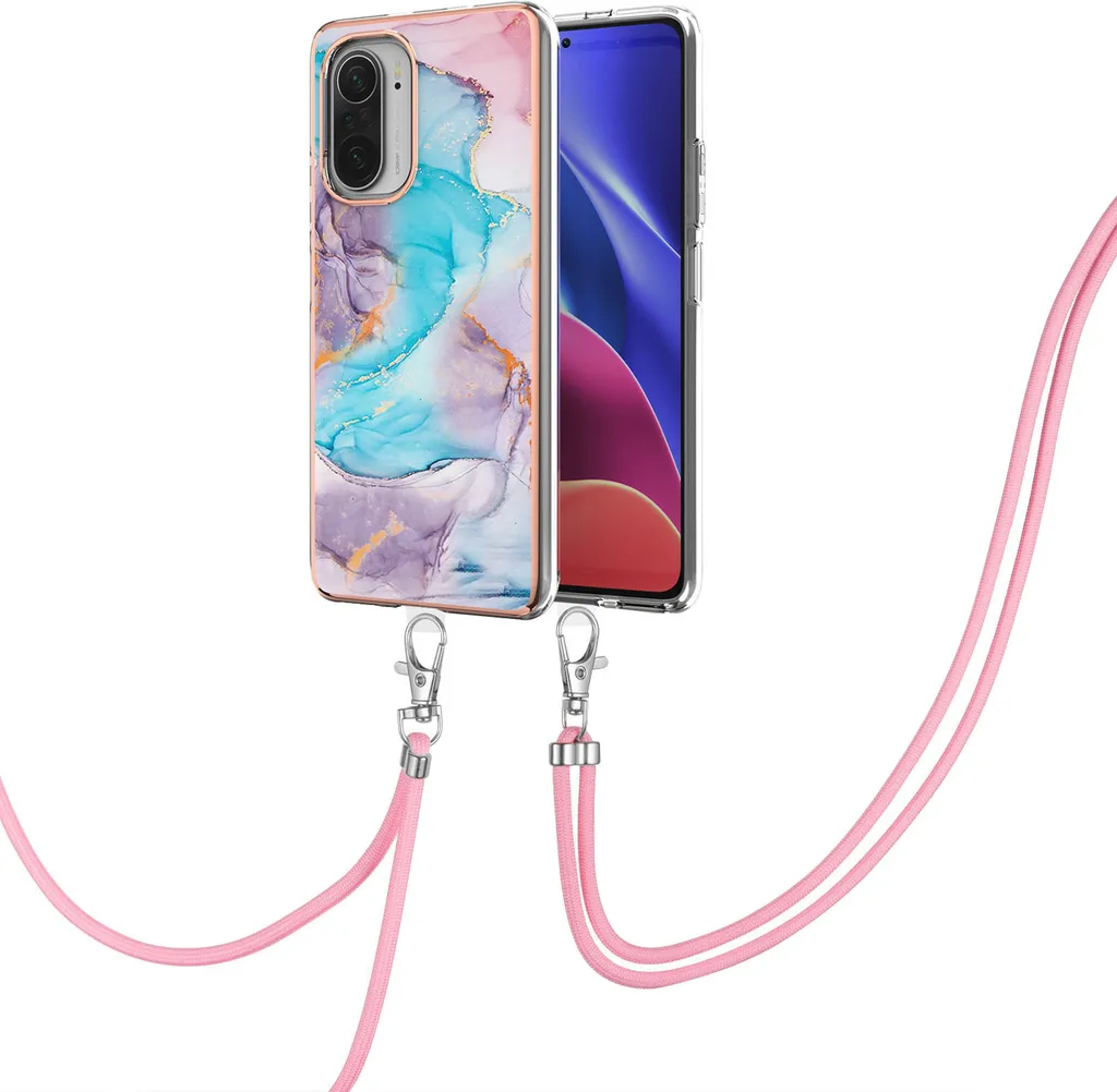 Custodia Tracolla Poco F3 Mi 11i - TPU Anti-Shock Blu Fantasia