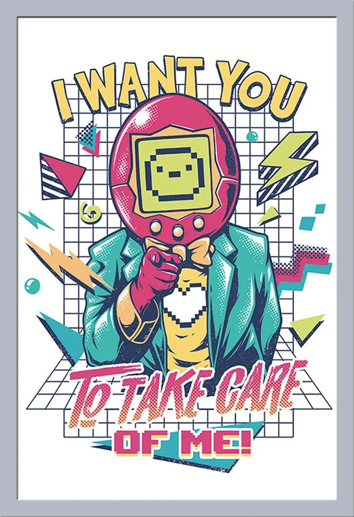 Maxi Poster Samagotchi Ilustrata Incorniciato Argento - 61x91,5 cm