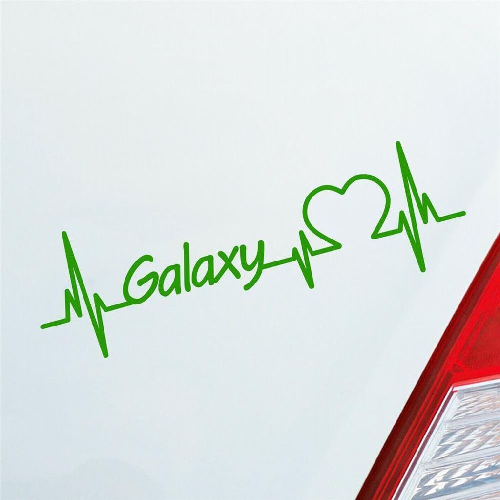Auto Aufkleber Galaxy Weltall Galaxis Herz Puls Auto Car Liebe Love 19x6 cm Hellgrün Sticker Heckscheibenaufkleber