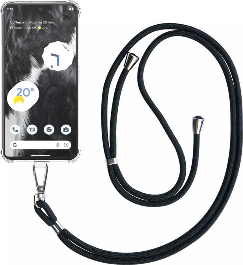 Handyhülle passend für Google Pixel 7 Transparent ShockProof mit abnehmbarem Universal-Telefonkabel - Schutzhülle Silikon ShockProof mit Lanyard...