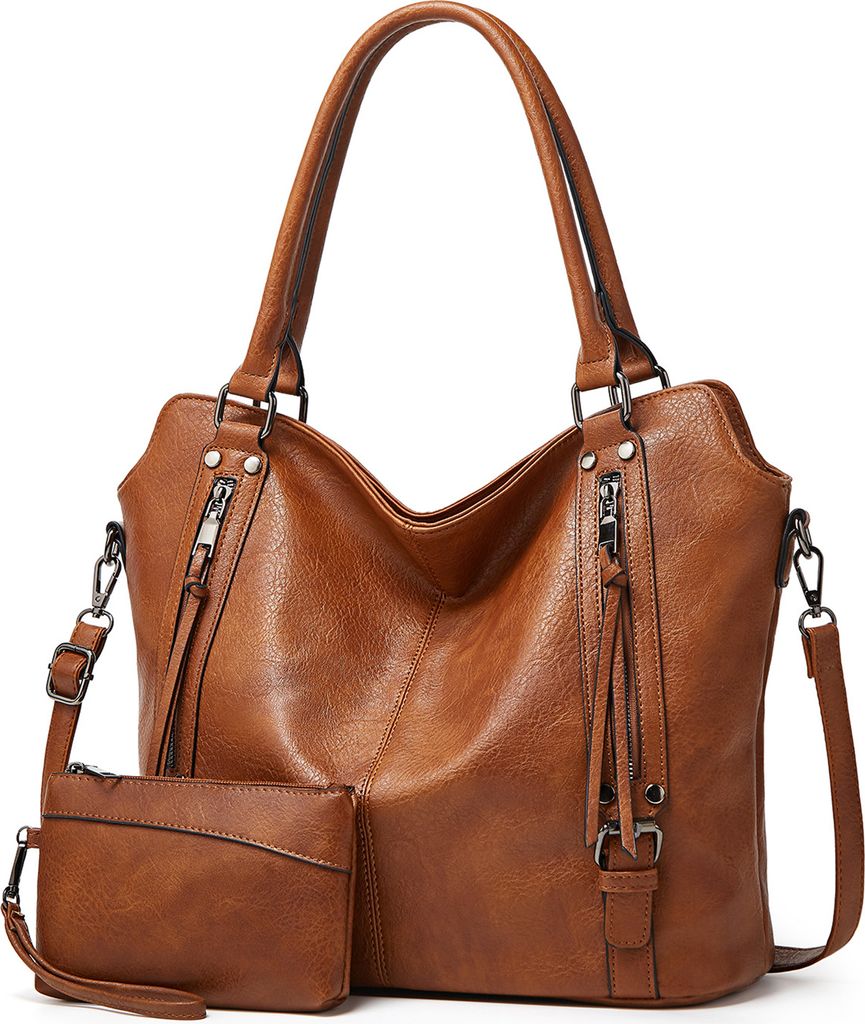 Mofut Handtasche Damen Schultertasche Groß Shopper Synthetisches-Lederhandtasche, Handtaschen Umhängetasche Geldbörse Damen Taschen 2-Tlg