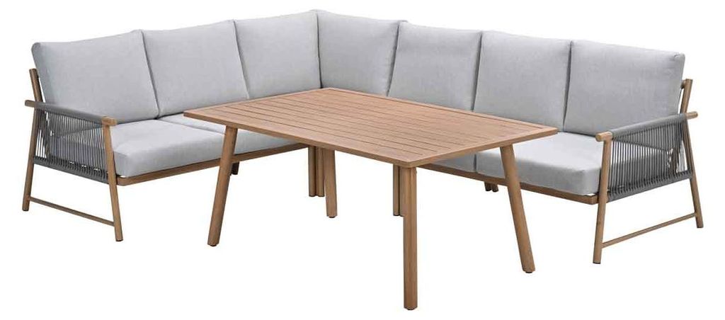 Garden Impressions Bahama Lounge-Dining Set - 5-teilig - light teaklook - Taupe - valley sand