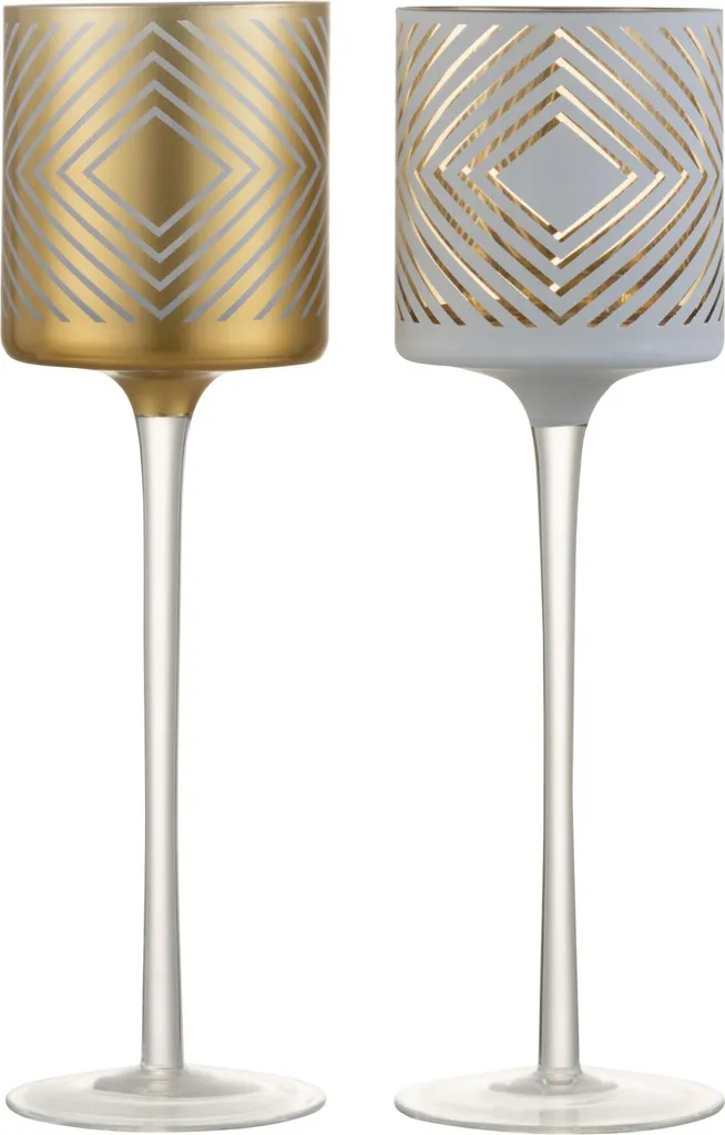 Sublimez votre Intérieur : Set de 2 Porte-bougies Pied Verre Noir et Doré