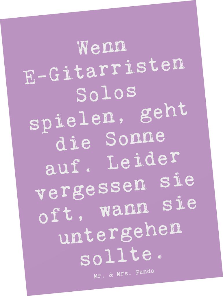 Mr. & Mrs. Panda Grußkarte Spruch E-Gitarre Solos - Lavendeltraum - Geschenk, Postkarte, Musik, Ansichtskarte, Ansichtskarten, elektrische Gitarre...