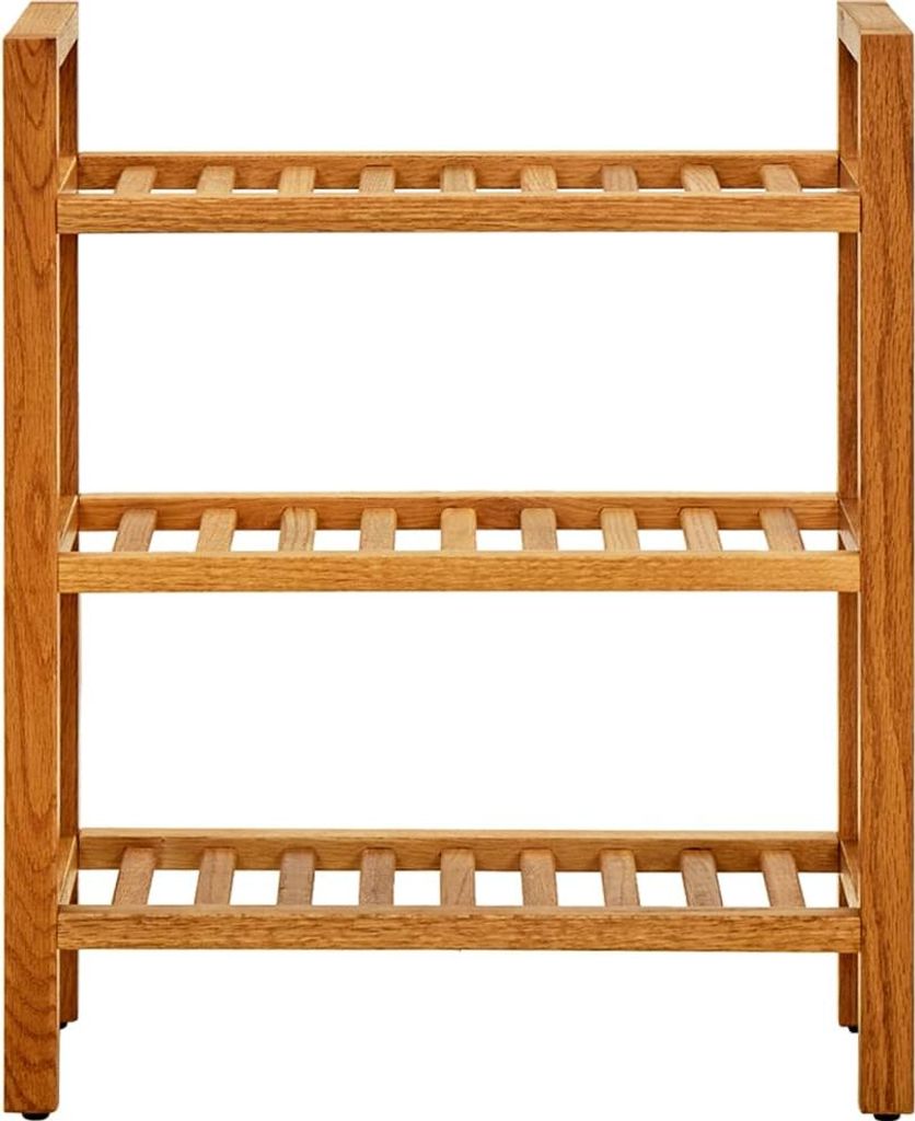vidaXL Schuhregal mit 3 Etagen 50x27x60 cm Massivholz Eiche