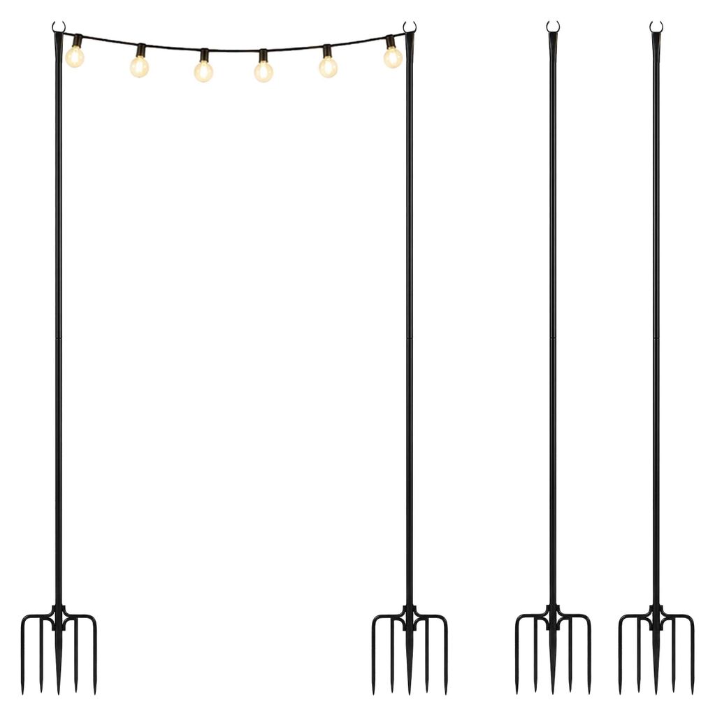 Relaxdays Set van 4 lichtslingerstangen, 3 meter, voor tuin Productafbeelding 