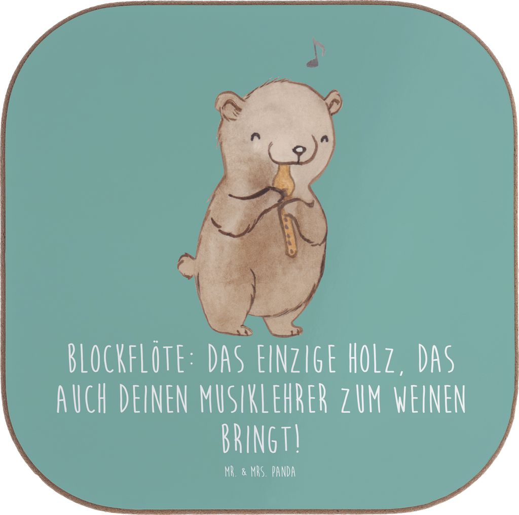 Mr. & Mrs. Panda Tischuntersetzer Blockflöte Humor - Meeresbrise - Geschenk, Musikschule, Instrument, bieruntersetzer, Bassblockflöte, Lernen, Un...