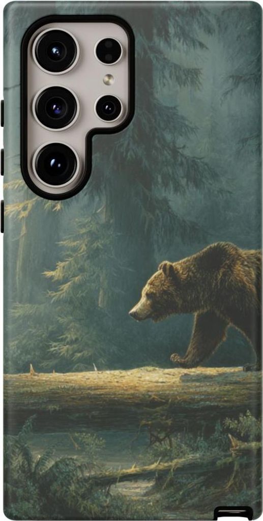Braunbär auf umgestürztem Baumstamm im Wald – Hülle Kompatibel mit Galaxy S24 Ultra