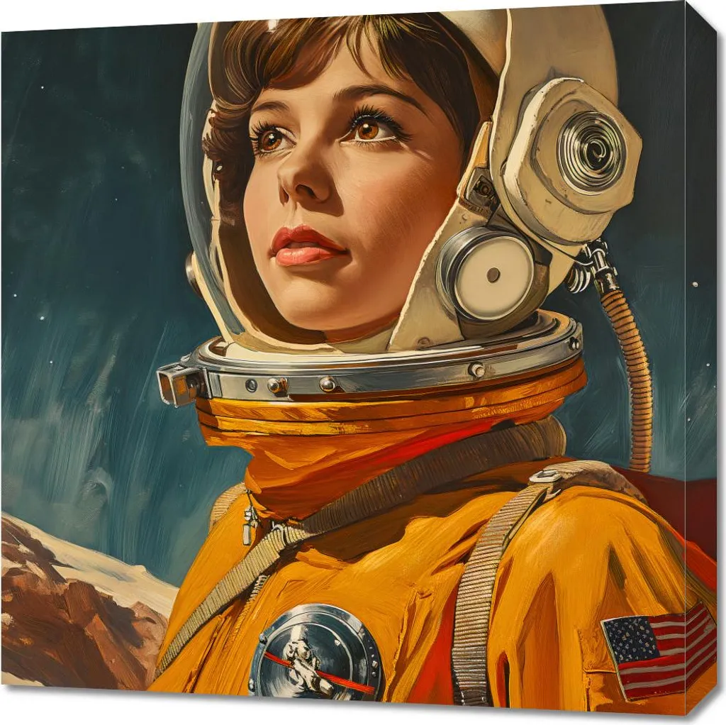 Quadro 60x60 cm Pioniera dello Spazio - Decorazione Moderna Astronauta