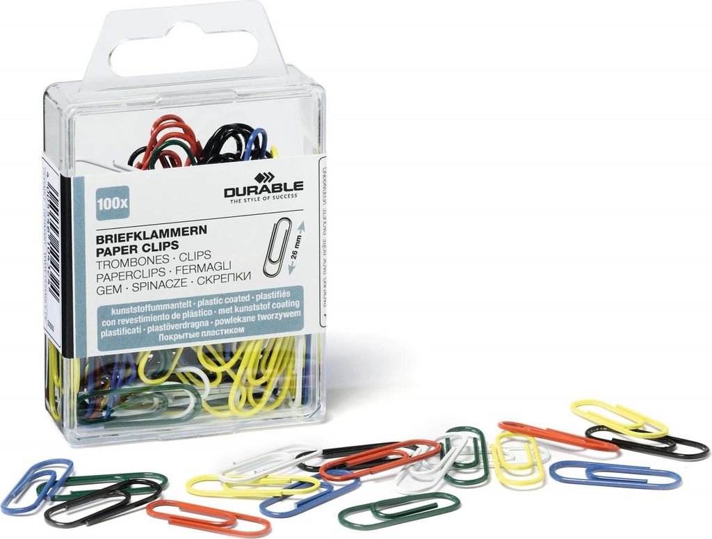 DURABLE Briefklammern 26mm 100 St., 125300 farbig sortiert