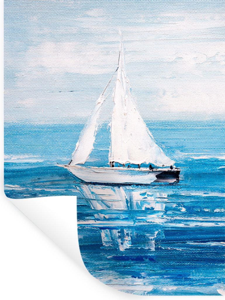 MuchoWow Wandtattoo Wandsticker Wandaufkleber Malerei - Ölfarbe - Boot - Wasser 120x160 cm Selbstklebend und Repositionierbar - Wierderverwendba...