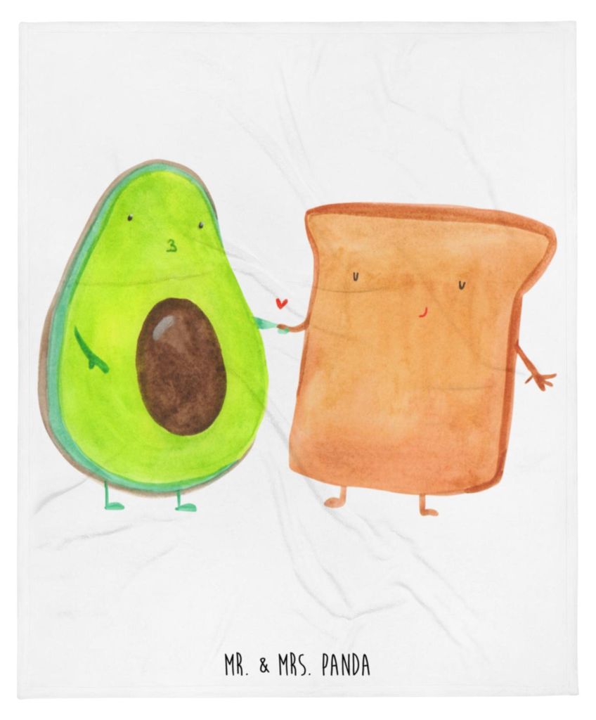 Mr. & Mrs. Panda Sofadecke Avocado Toast - Weiß - Geschenk, Tagesdecke, Toastbrot, Decke, Hochzeitsgeschenk, Freundin, Bettdecke, Kuscheldecke, Ho...