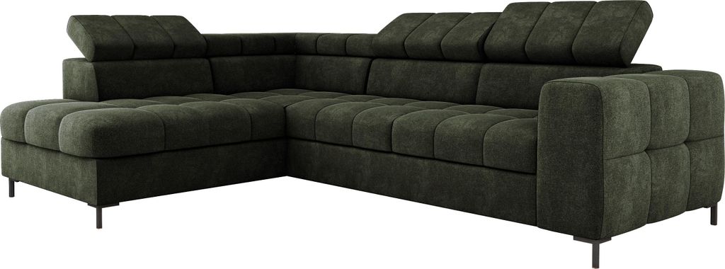 Modernes PABLO Ecksofa 279x201 cm, Schlafsofa Mit Verstellbaren Kopfstützen, Bettkasten, Stabilen Metallfüßen, Hochwertiger VOGUE-Stoff In Versc...