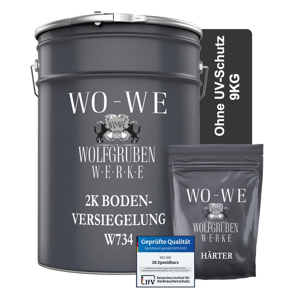 2K Epoxidharz Bodenversiegelung Bodenbeschichtung W734 Klar/Farblos - 9Kg
