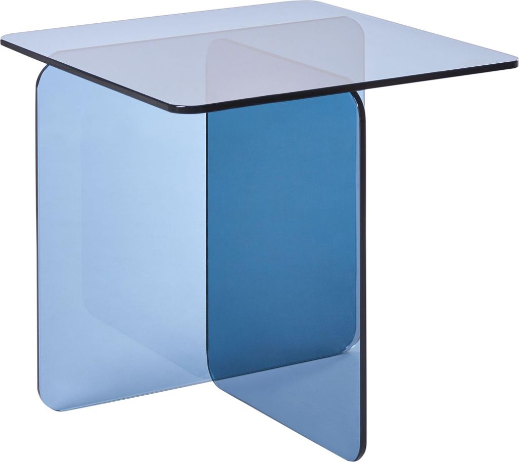 BELIANI Beistelltisch Blau Rauchglas 46 cm Hoch Quadratisch Produktbild 