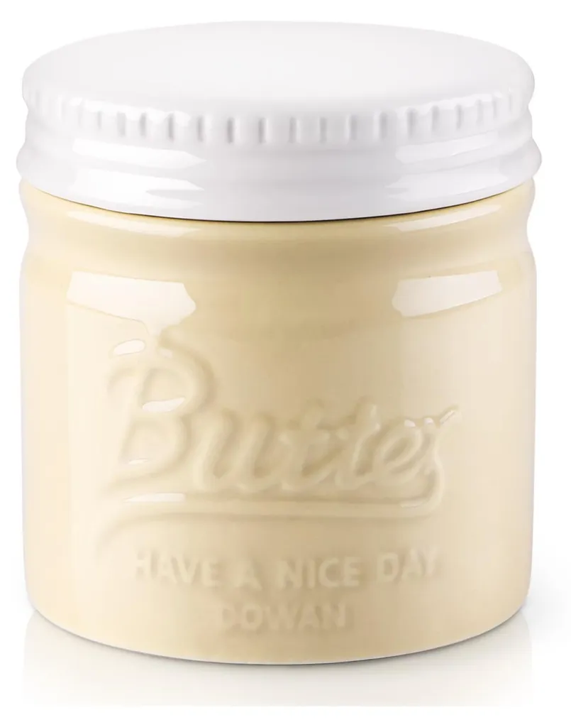 Portaburro Ceramica DOWAN Beige con Coperchio per Burro Spalmabile