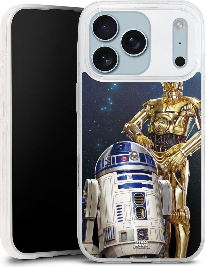 DeinDesign Slim Hülle für Apple iPhone 17 Pro Silikon Case Ultra Dünn Handyhülle Star Wars Weltall R2D2