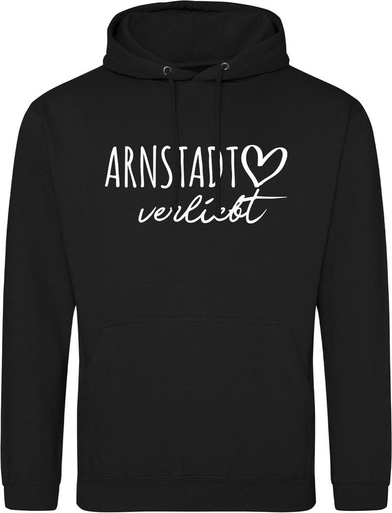 Huuraa Uni Hoodie Arnstadt verliebt M Deep Black Vegan Sweatshirt Geschenkidee