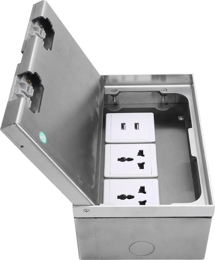 Bloc prise de sol escamotable 2 prises et USB finition marbre pour bureau