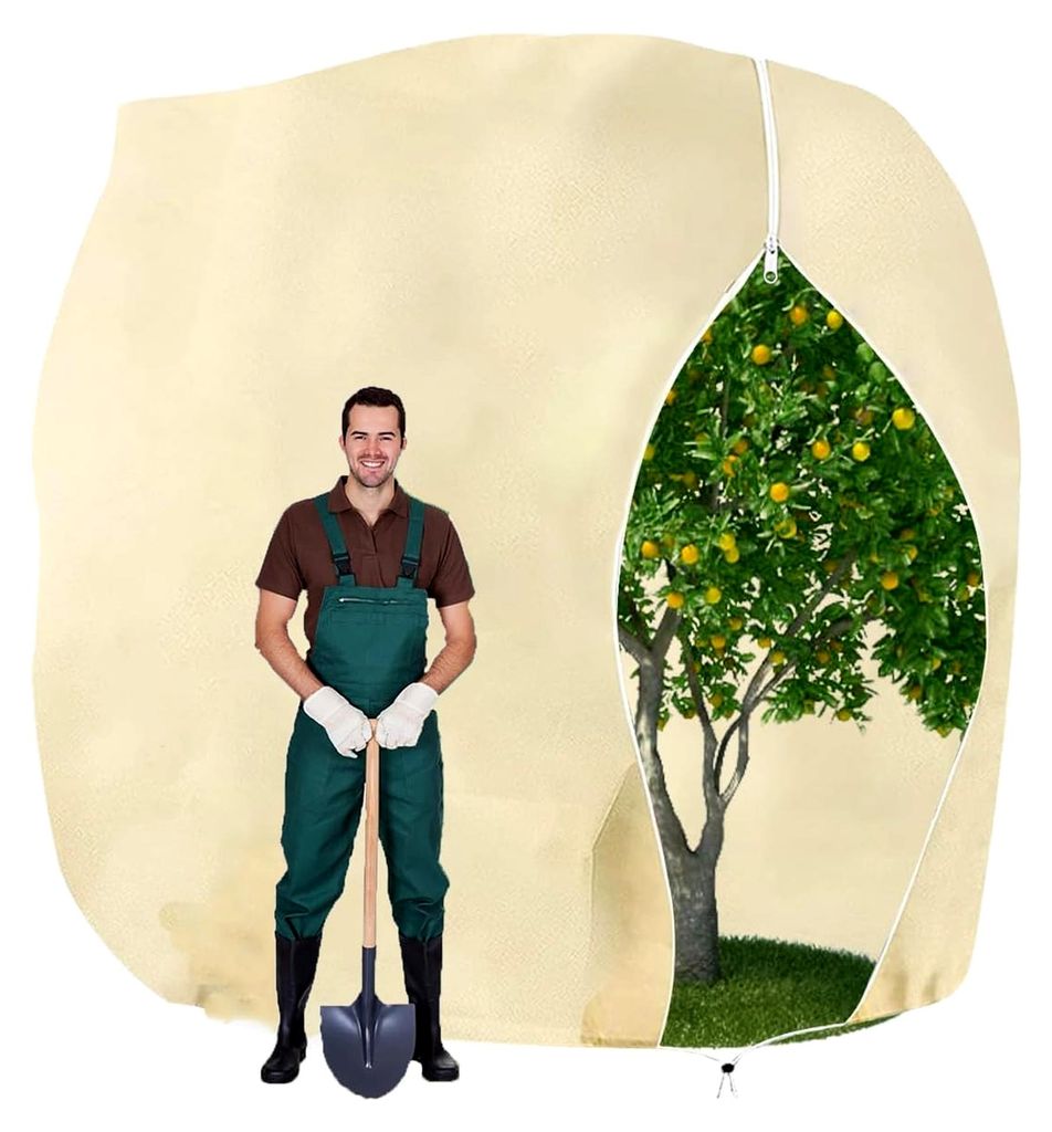Winterschutz für Pflanzen - 200x240 cm Frostschutz Kübelpflanzensack, Lichtdurchlässig und Atmungsaktiv für Palmen, Olivenbaum, Obstbäume (Bei...