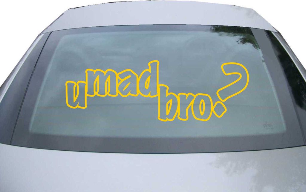 Indigos UG - Aufkleber Heckscheibe & Motorklappe DE2238 - gold - 600x200 mm - u mad bro - Auto Scheiben Fenster Heckklappe Tuning Racing JDM - Die cut