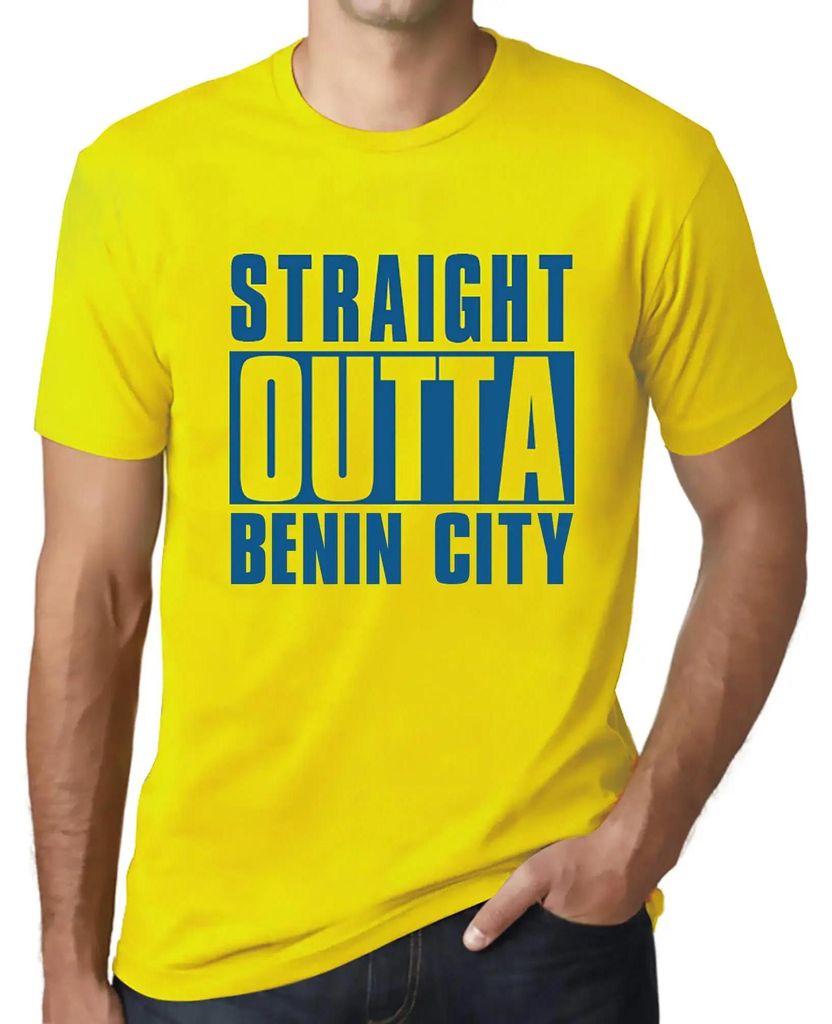 Herren Grafik T-Shirt Direkt aus der Stadt Benin – Straight Outta Benin City – Öko-Verantwortlich Vintage Jahrgang Kurzarm Lustige Druck Gebur...