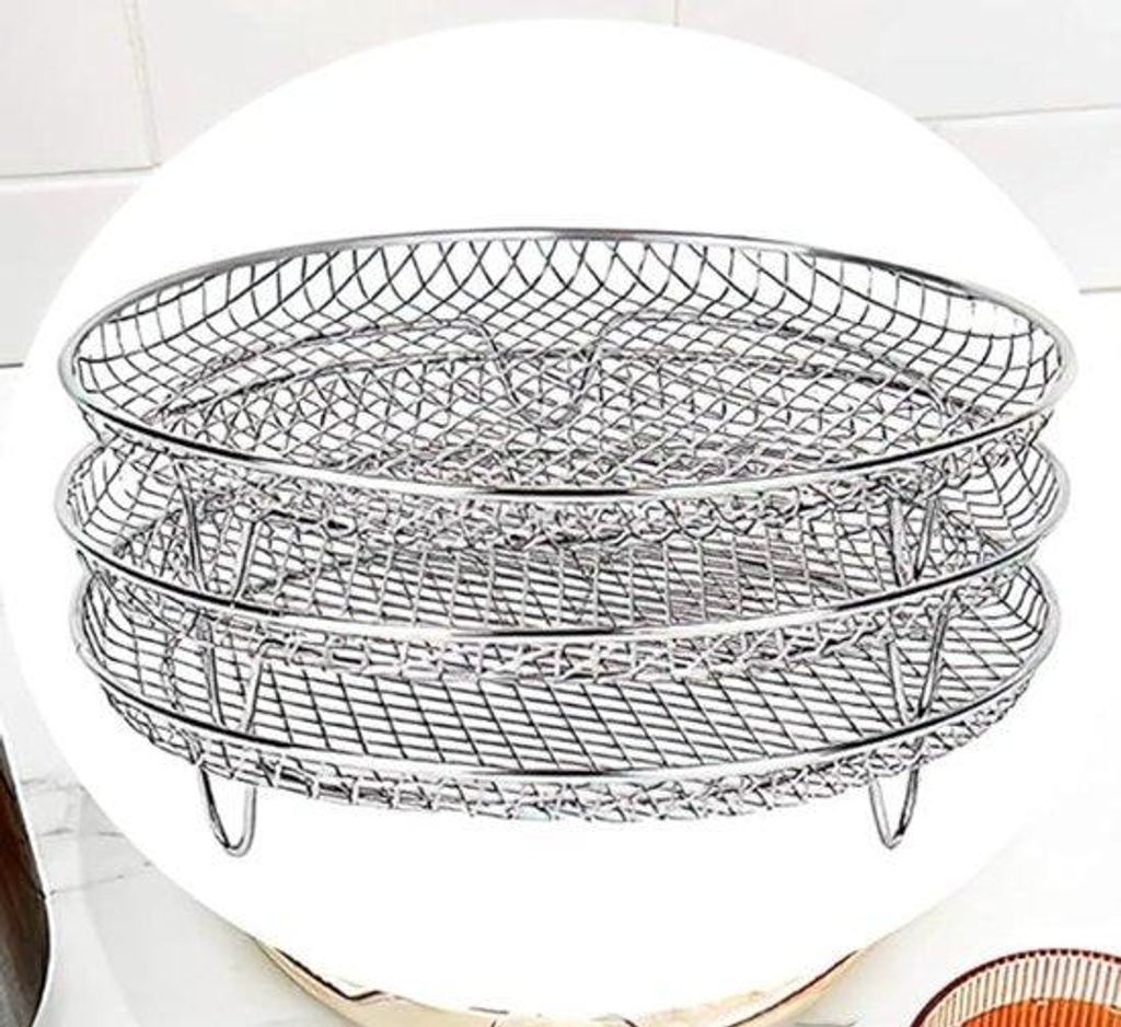 Accessoires für runde Luftfrittiergeräte, Grillrost, Accessoires für dreifach stapelbare Gasgrills, Abtropfregen aus Edelstahl 304