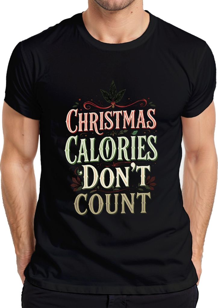 Christmas Calories Don't Count lustig Weihnachten Geschenk Retro Herren T-Shirt, Schwarz, S