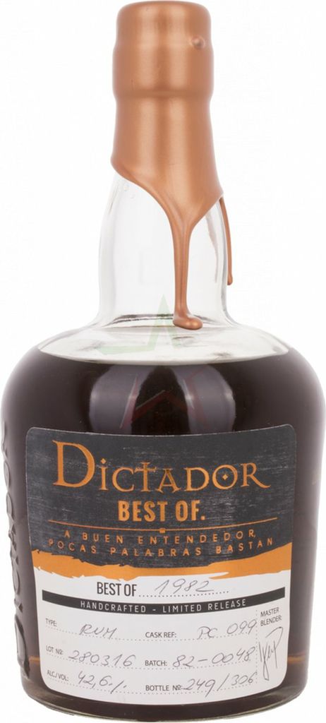 Dictador BEST OF 1982 Colombian Rum 280316/AO-205 Limited Release 42,6 % 0,70 lt.
