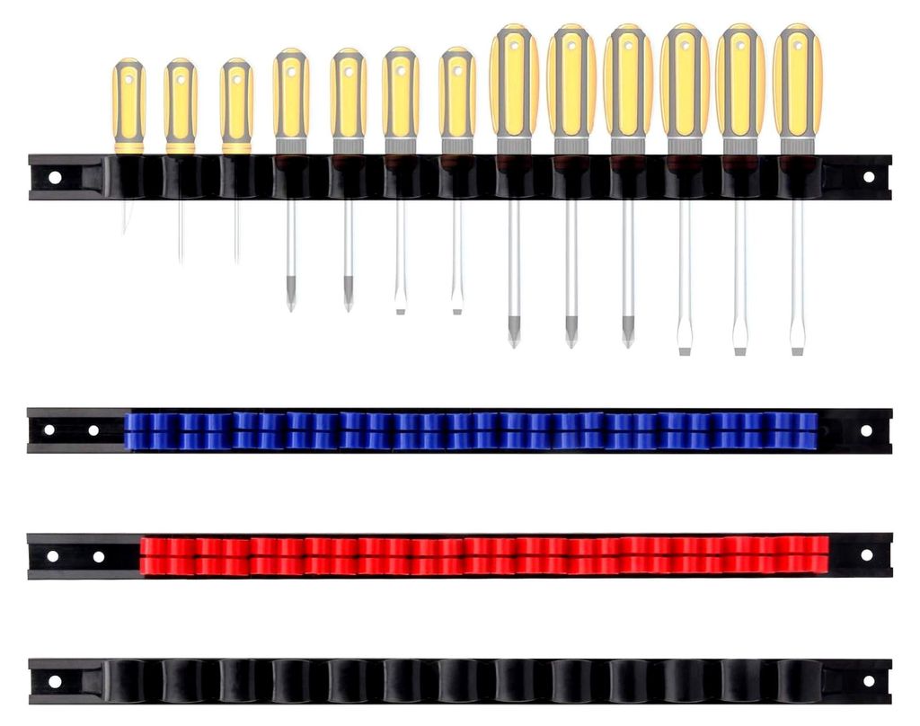 4-teiliges Schraubendreher- und Schraubenschlüssel-Organizer-Set, Halter für Handwerkzeuge, Kunststoffschiene mit Clips
