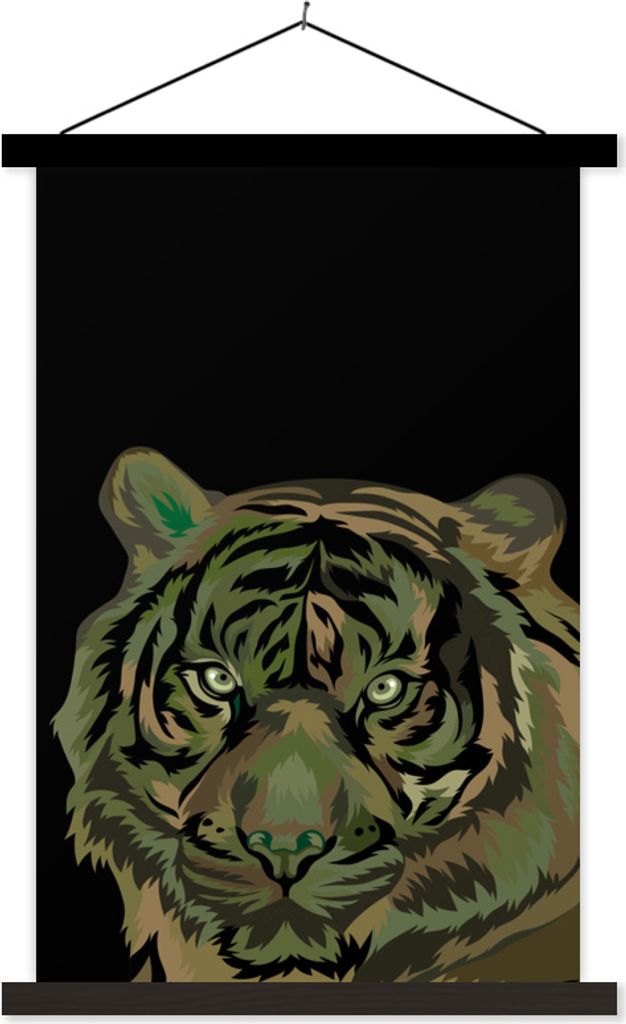 MuchoWow Textilposter Tiger - Camouflage - Kopf 120x180 cm mit schwarzem Rahmen - Fotos