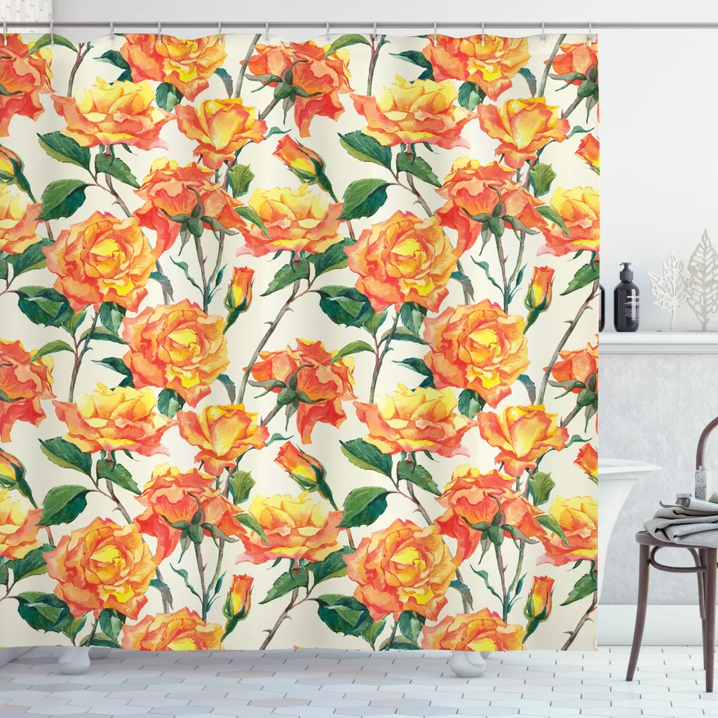 Tenda da Doccia Lavabile ABAKUHAUS Rose 175x200 - Addio Muffa