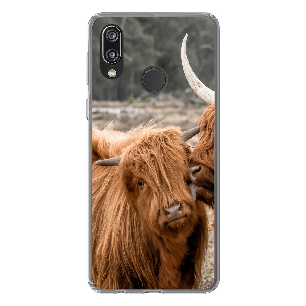 MuchoWow Handyhülle Schutzhülle Hülle für Huawei P20 Lite (2020) Schottischer Highlander - Liebe - Porträt Silikon Softcase Handy Hülle - K...