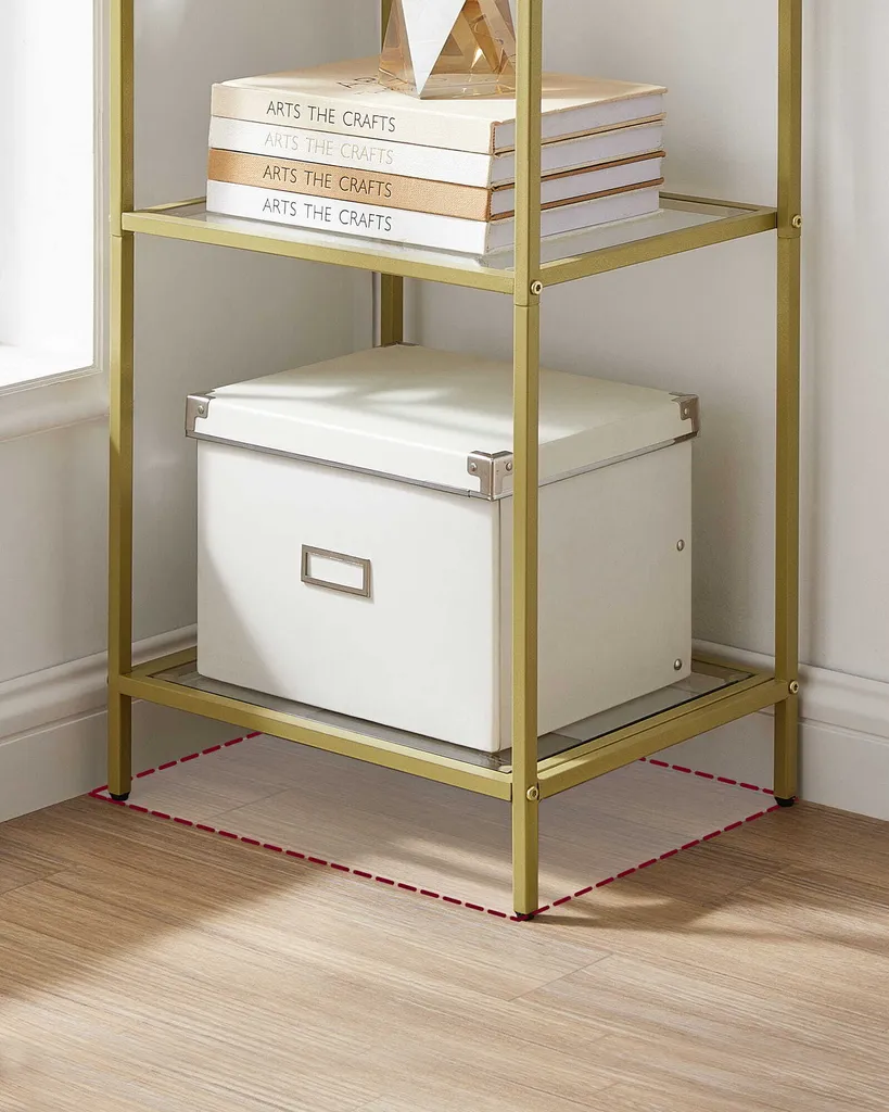 Étagère dorée luxueuse en verre trempé - Support robuste et design chic - 4