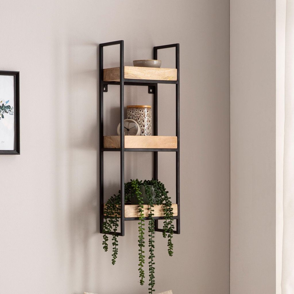 FineBuy Étagère murale 27x77x18 cm Mango bois massif / Image du produit 