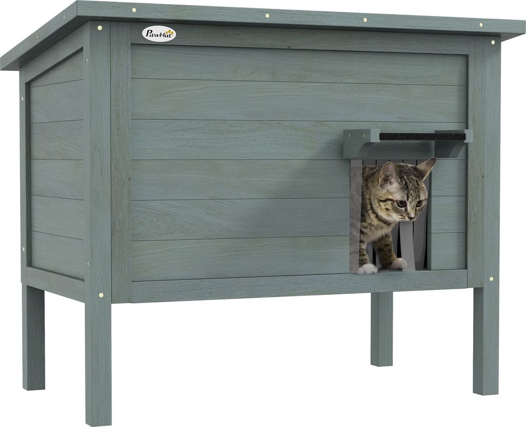 PawHut Katzenhaus aus Holz Winterfest wasserdicht Produktbild 
