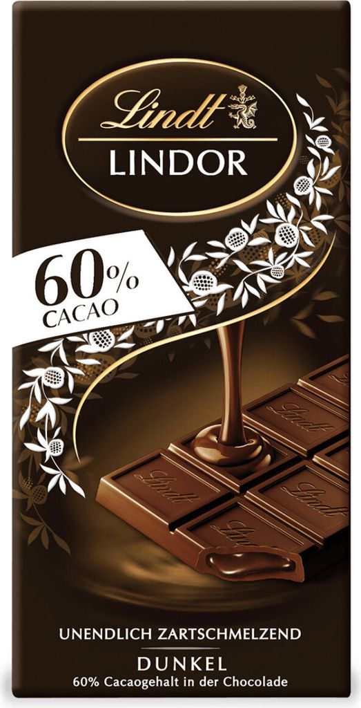 Lindt Lindor 60 per cento cacao cioccolato fondente 100g Immagine del prodotto 