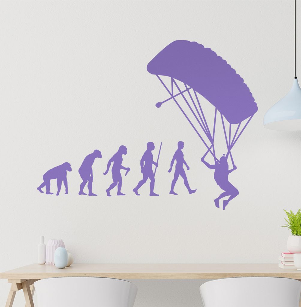 Gleitschirmfliegen Evolution Wandtattoo Wandaufkleber Wall Sticker - Dekoration, Küche, Wohnzimmer, Schlafzimmer, Badezimmer