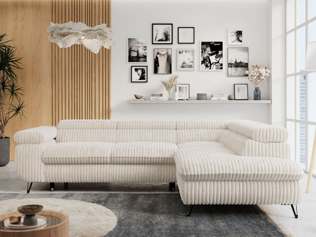 Ecksofa Sofa Beige, Wohnlandschaft L-Form mit Produktbild 