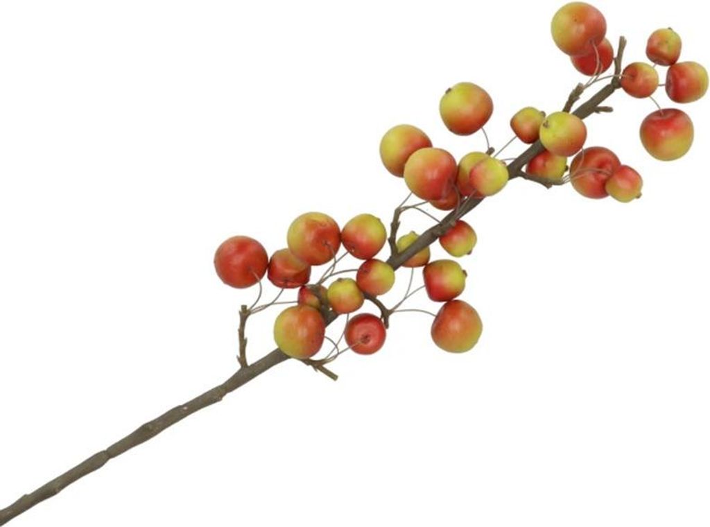 Kunstblume Obstzweig mit Apfeln - 66 cm - rot/grun - Kunstliche Seidenblumen