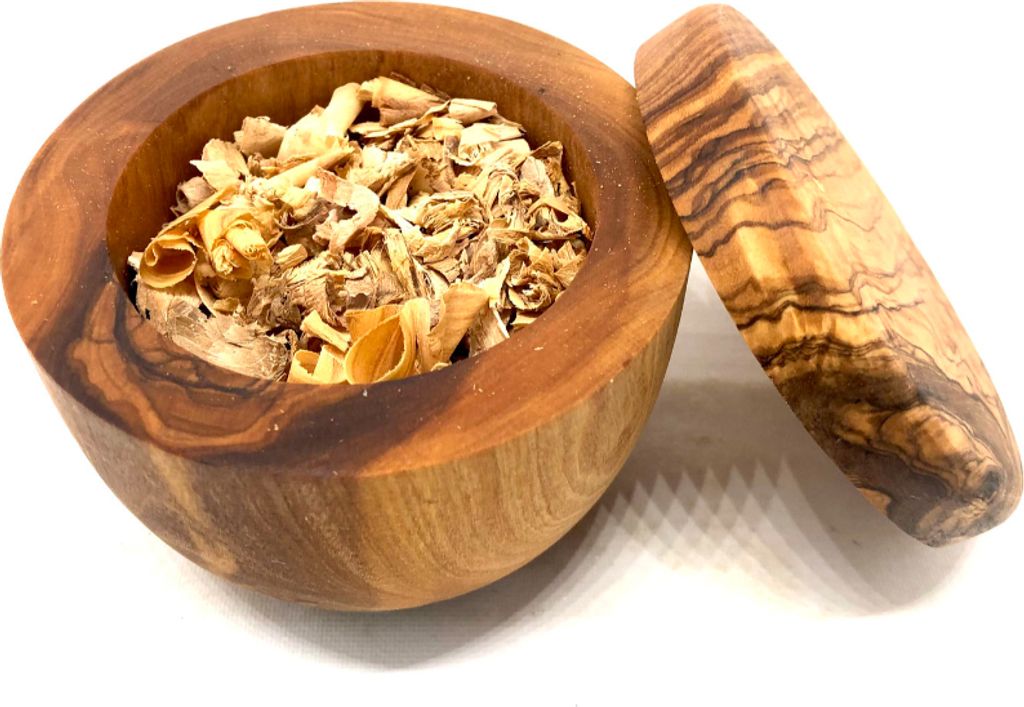 Duft-Dose mit Deckel aus Olivenholz Produktbild 