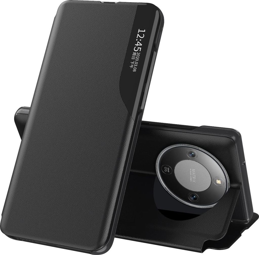 Hülle für Honor X9D, Smart View Fenster Flip Stand Cover Kunstleder Schutzhülle Schwarz