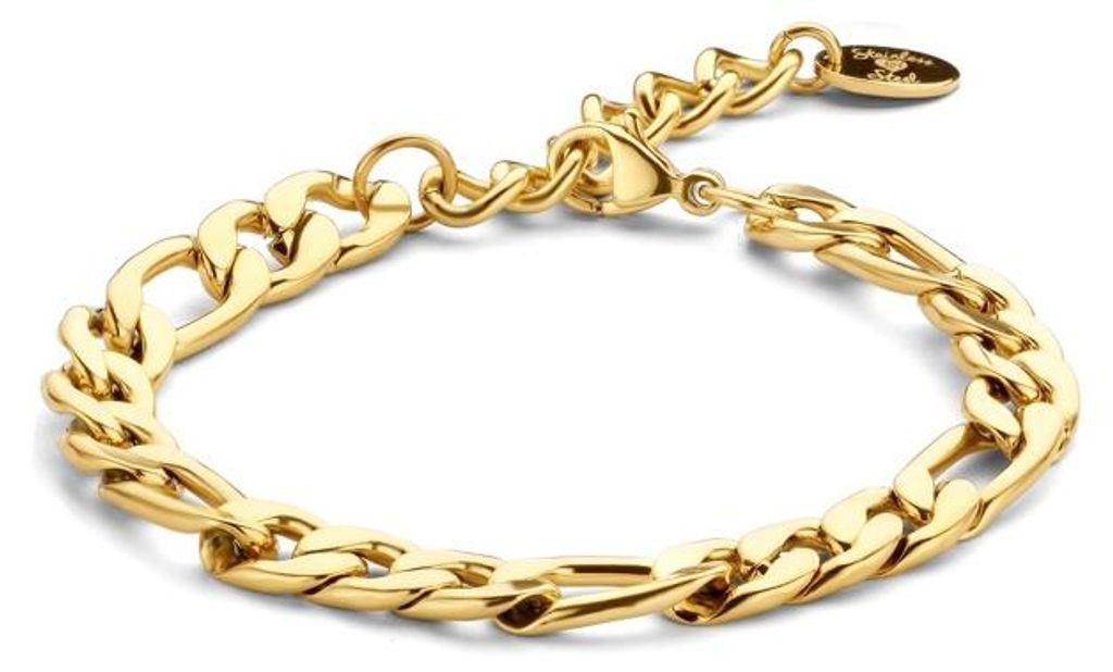 CO88 Collection 8CB-90987 Stalen Armband - Dames - Figaro - 10 mm - 19 cm - Staal - Goudkleurig