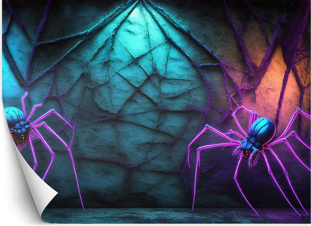 Vlies fototapete Spinnen Neon Abstraktion 100x70 cm Feeby Lila inkl. Kleber einfache Montage