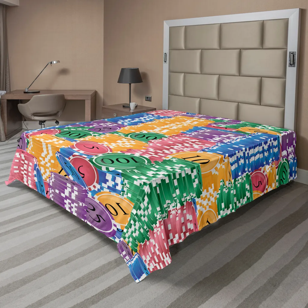 Drap de lit résistant et doux thème casino pour grand matelas 275x260
