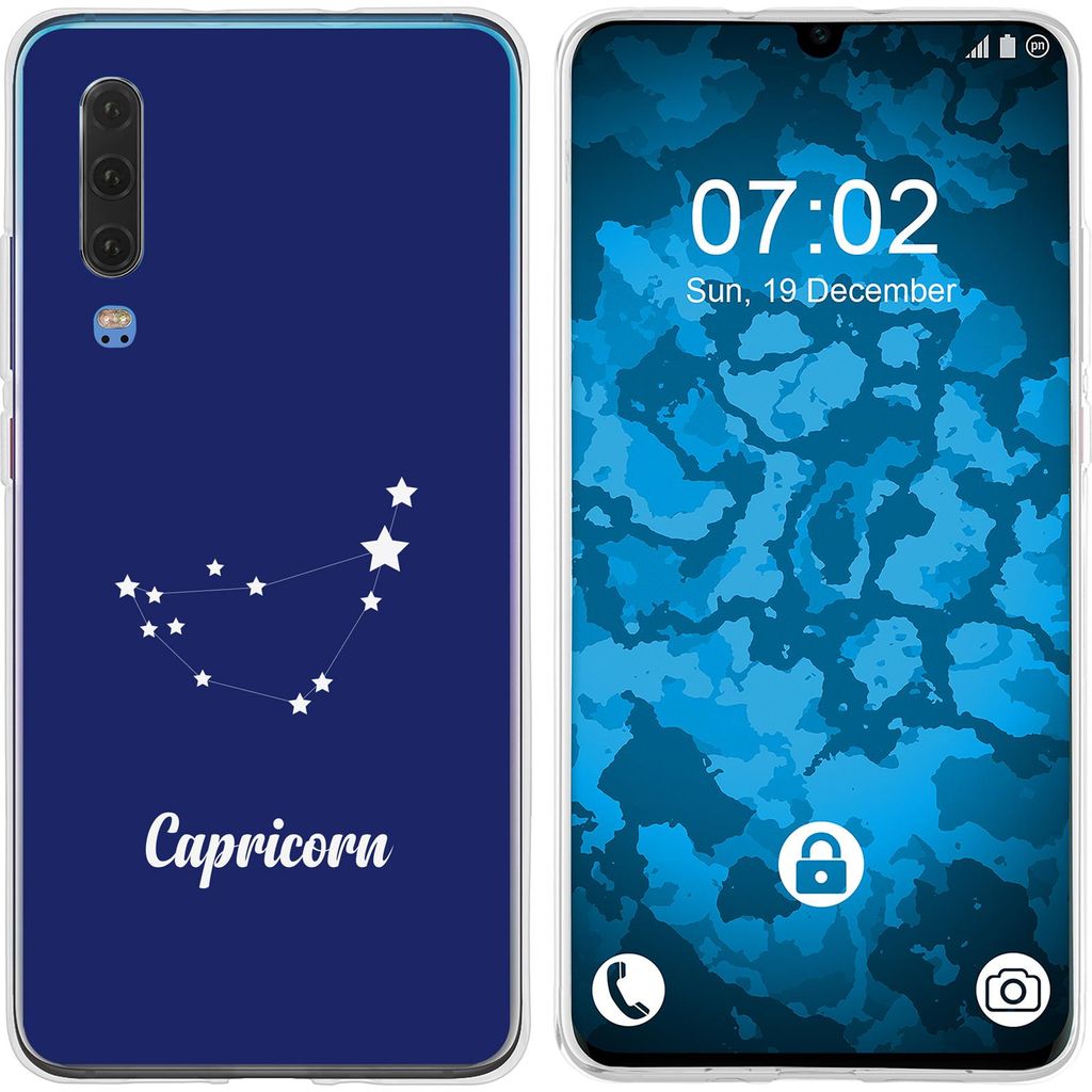 PhoneNatic Case kompatibel mit Huawei P30 Silikon-Hülle SternzeichenCapricornus M7