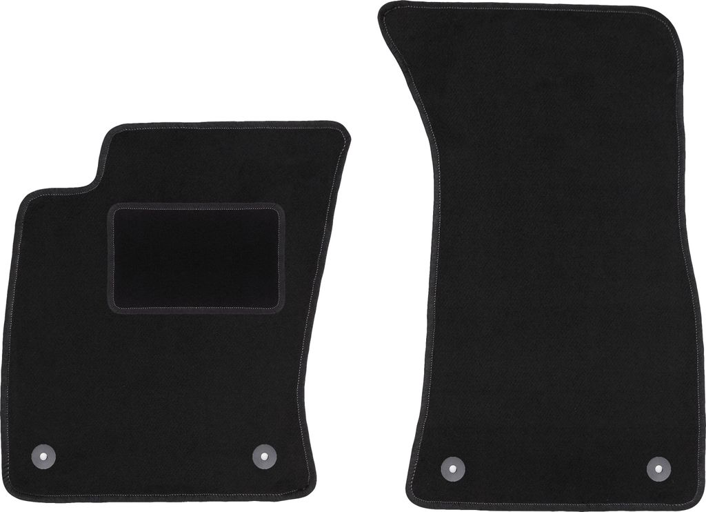 Velours-Fußmatten Vorne passend für Audi A8 D3 (Limousine, Bj. 2002-2009) – schwarz, passgenau, mit Befestigungen set 2 Stk. - STANDARD